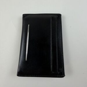 TUMI Donington Slim Money Clip Wallet Black Leather Card Case Minimalist 3 Slots